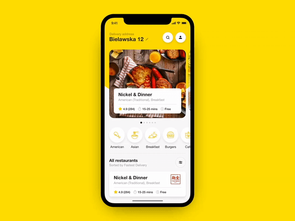 An example of food delivery app UI