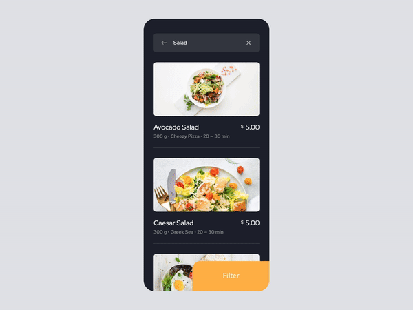 How co create food delivery app with filter feature