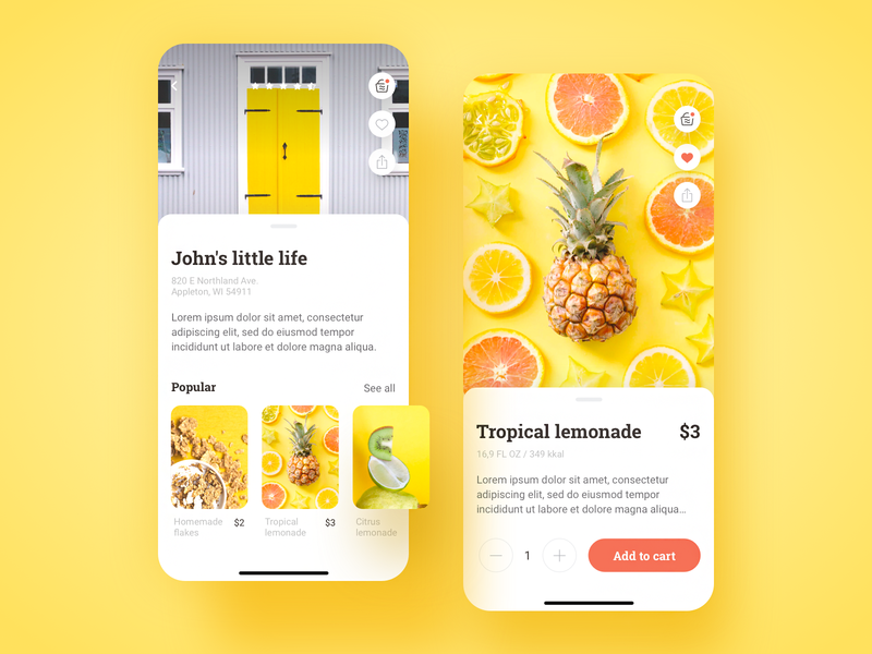 An example of food delivery app design