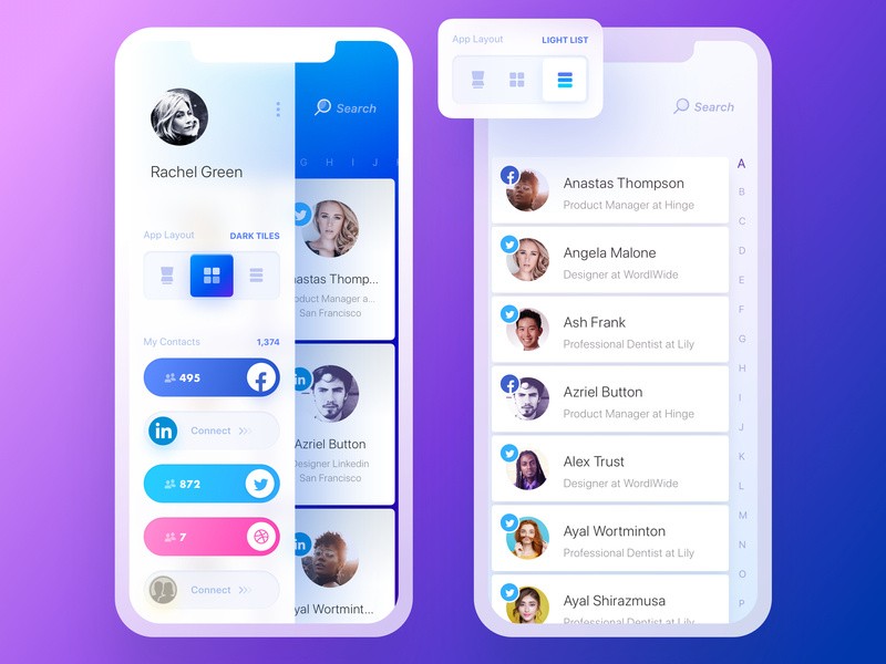 Contacts social app design