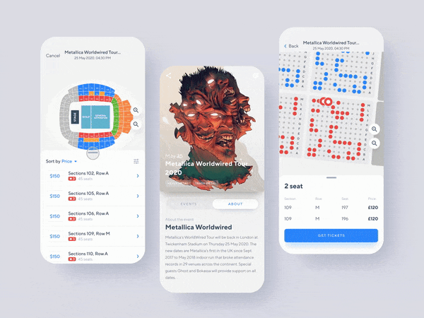 Event ticket app UI design