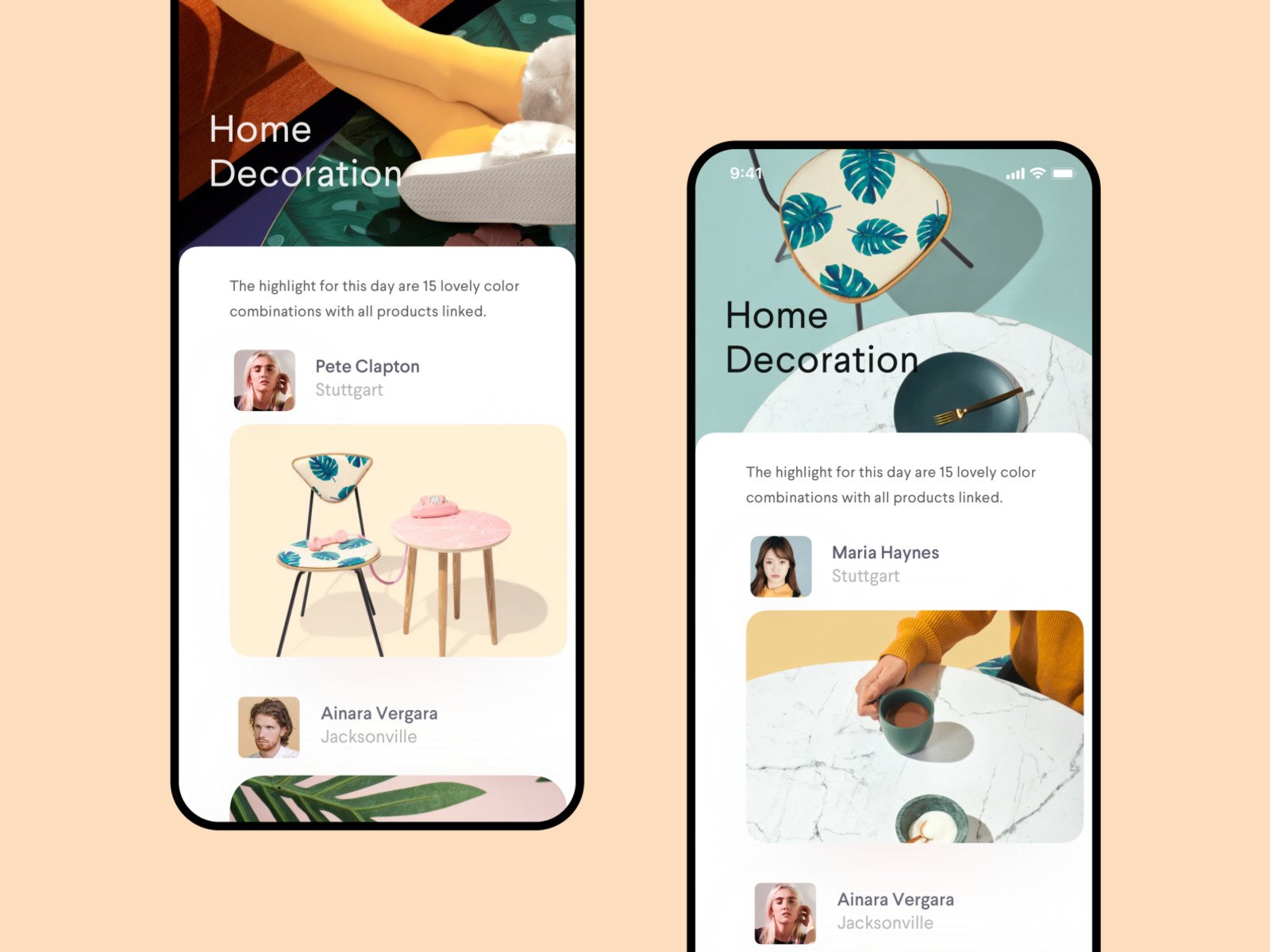 Feed social app UI design