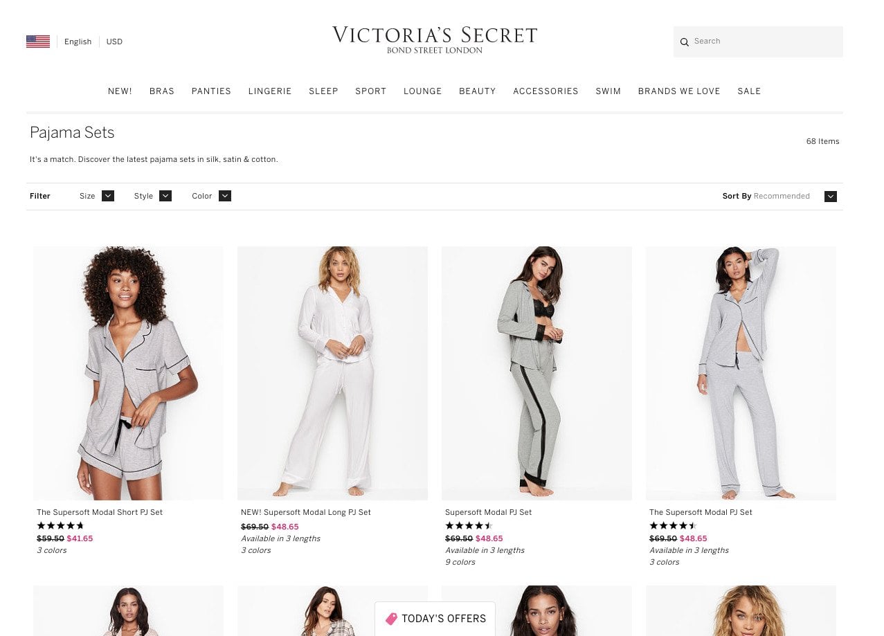 Victoria's Secret filters UX design