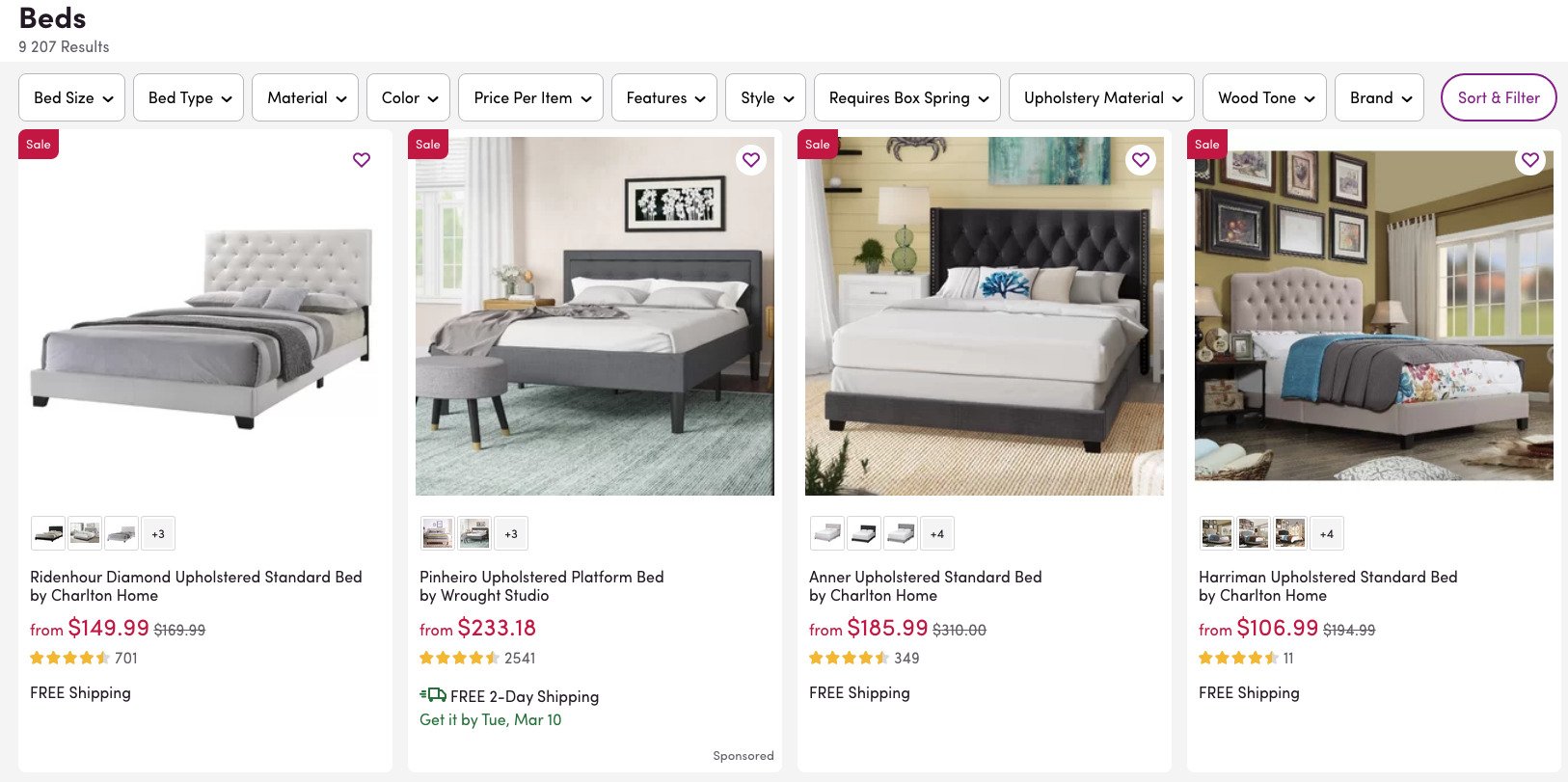 Wayfair filters design