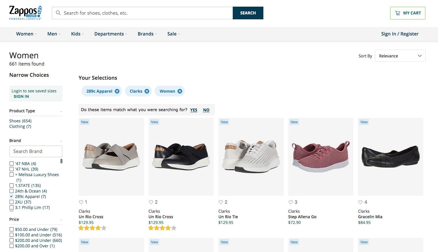 Zappos filters ux