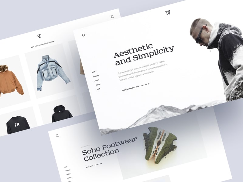 E-commerce website design examples fashion store