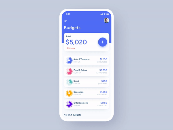 Personal finance app design