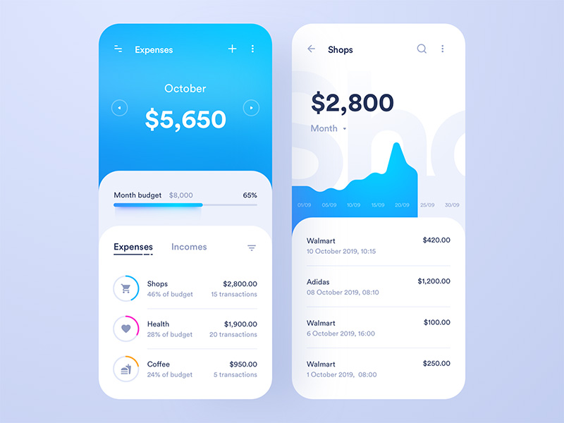 Budgeting app design - Choice of colors