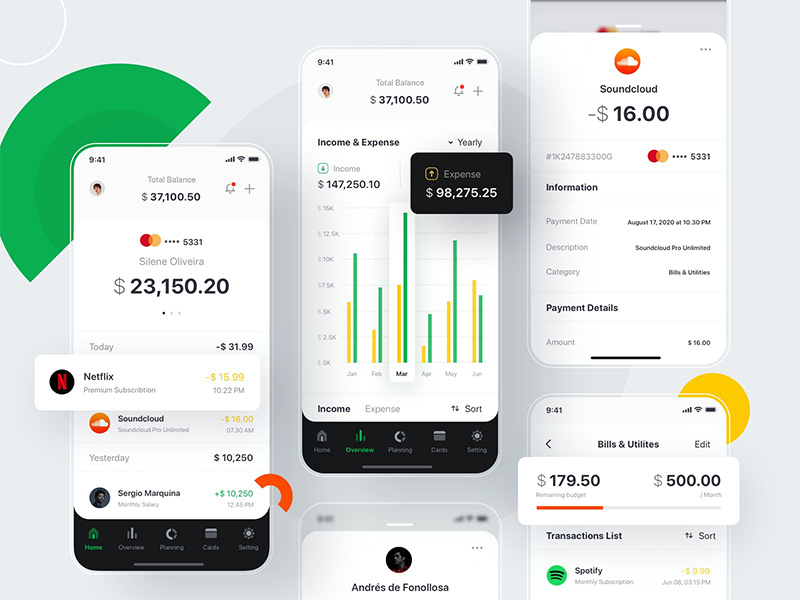 Mobile app design for a finance app - Functionality