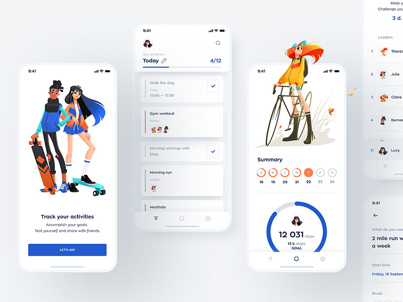 Custom illustrations for mobile apps