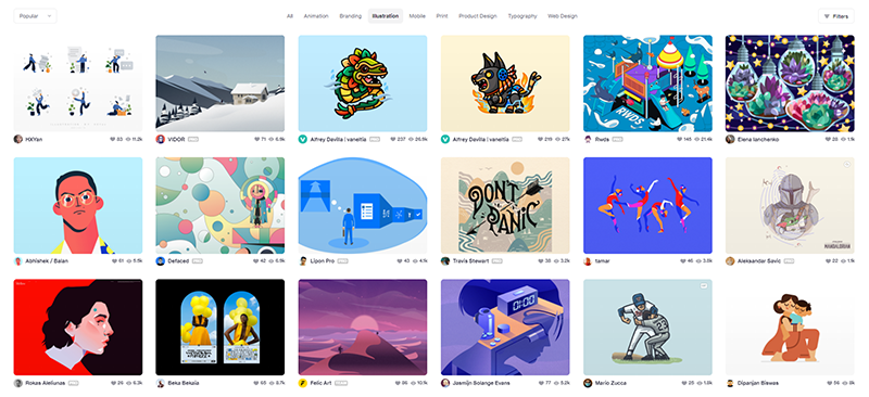 Dribbble popular illustrations