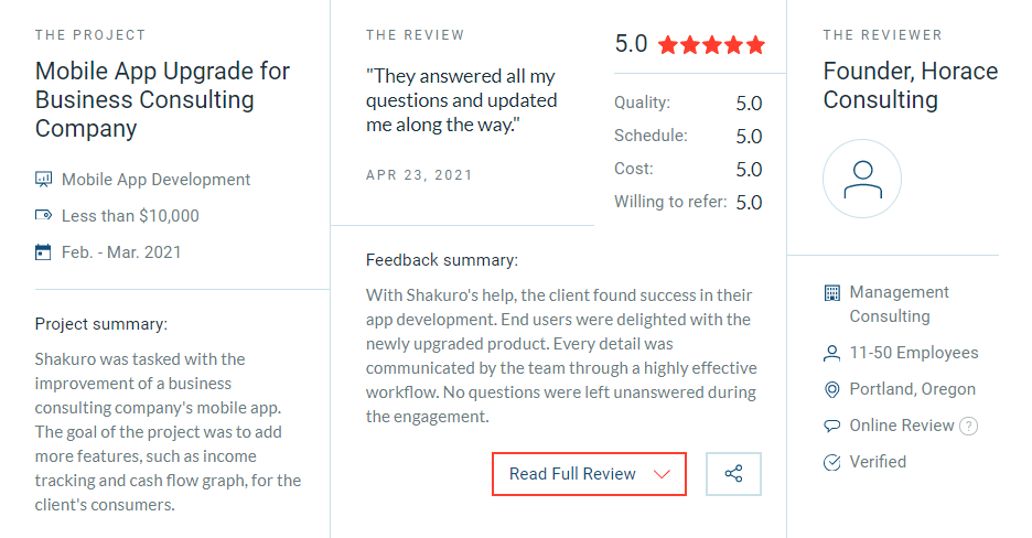 Shakuro app development company: Client reviews