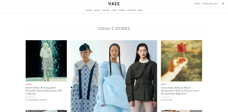 WordPress website example: Vogue
