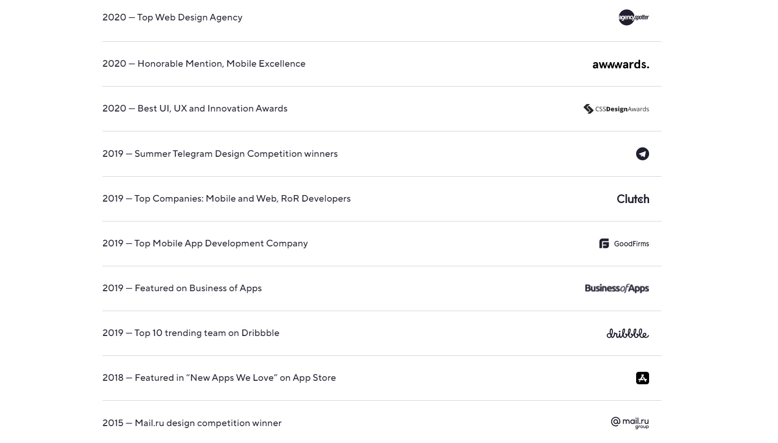 Shakuro app development company: Awards