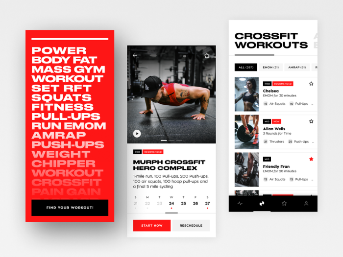 workout fitness app concept