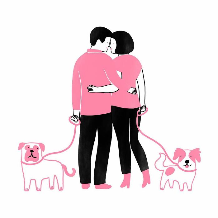 Artist expresses all his love for cats and dogs in adorable minimalist illustrations