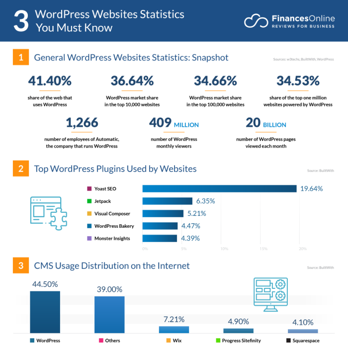 Finances Online infographics WordPress Website Statistics