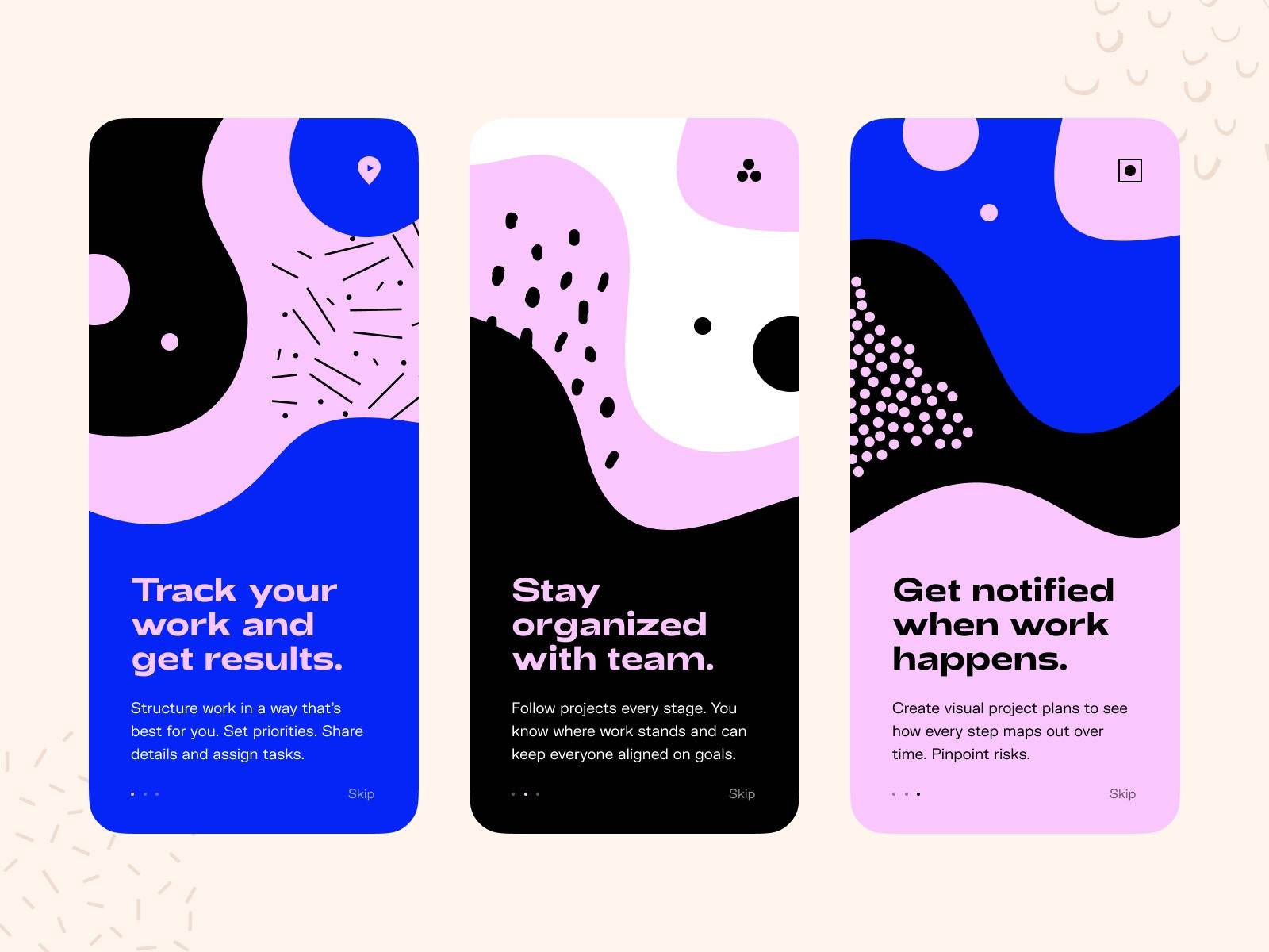 Bright colors and bold fonts are essential for an easy-to-grasp onboarding