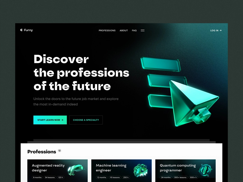By mixing dark mode with the latest web design trends, you can create stunning concepts.