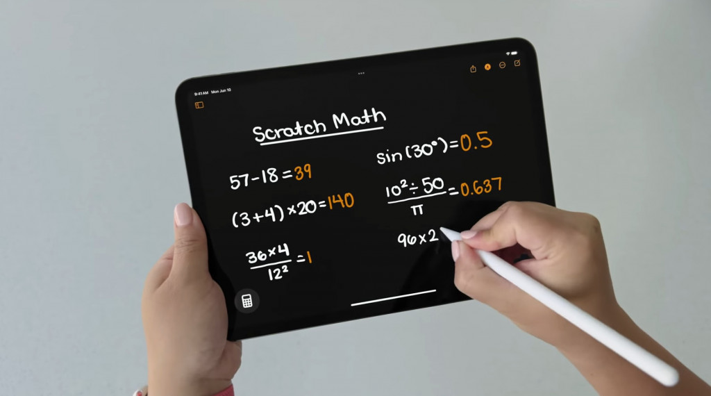 The Math Notes feature from Apple Event 2024