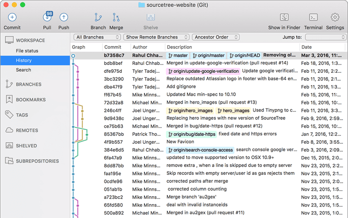 Try Sourcetree for Git when developing apps